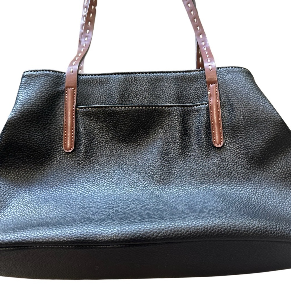 St. John's Bay Black Shoulder Bag with Tan Accents - Picture 2 of 16